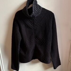 Saint Tropez West Women’s Size M Black Textured High Collar Zip Up